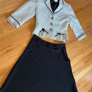 Sandra Darren Black Maxi Skirt with White Textured Jacket